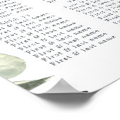 ユーカリの葉の結婚緑のシーティングチャート ポスター (角)