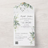 ユーカリの葉の緑すべてワンウェディング招待 オールインワン招待状 (内側)