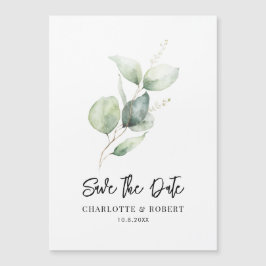 ユーカリの葉の緑の日を保存 マグネット招待状