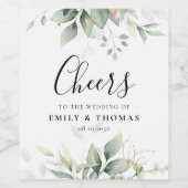 ユーカリの葉の緑結婚のワインラベル ワインラベル (シングルラベル)