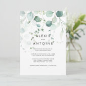 ユーカリの葉の背面と前面フォーマル結婚の 招待状 (スタンド正面)