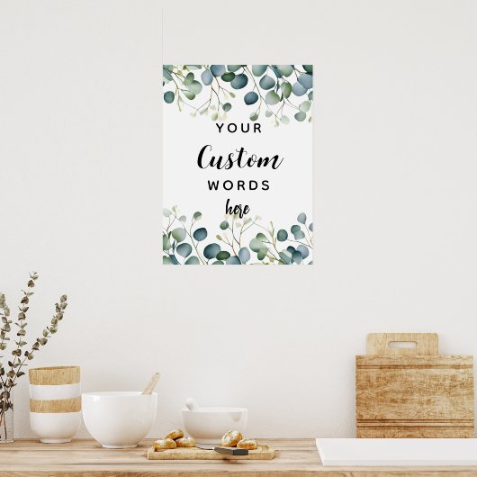 ユーカリの葉の葉の緑は自分を作成 ポスター (キッチン)