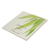 ユーカリの葉の葉は日付のギフトを結婚保存する タイル (側面)