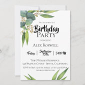 ユーカリの葉の誕生日パーティーの招待 招待状 (正面)
