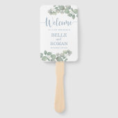 ユーカリの葉の風情あふれる結婚式プログラム ハンドファン (正面)