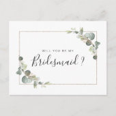 ユーカリの葉は私のブライデスメイドのカード インビテーションポストカード (正面)