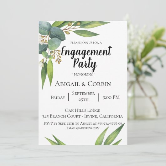 ユーカリの葉エンゲージメントパーティー招待状 招待状 (スタンド正面)