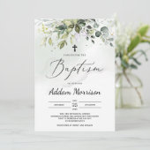 ユーカリの葉ボホ緑葉のバプティス 招待状 (スタンド正面)