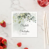 ユーカリの葉葉の結婚ボホ スタンダードカクテルナプキン (インサイチュ)