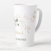 ユーカリの葉 ゴールド フラワーのブライダルシャワー カフェラテマグ (右アングル)