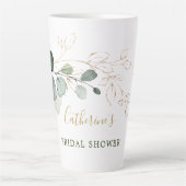 ユーカリの葉 ゴールド フラワーのブライダルシャワー カフェラテマグ (正面)