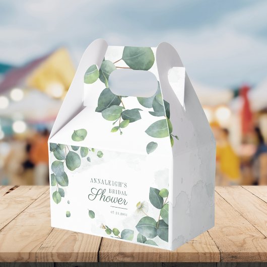 ユーカリの葉 ボタニカルグリーンの花嫁のシャワー フェイバーボックス