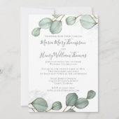 ユーカリの葉 ミニマルな水彩画 エレガント 招待状 (正面)