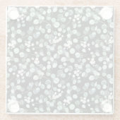 ユーカリの葉: 白い花の模様 ガラスコースター (裏面)