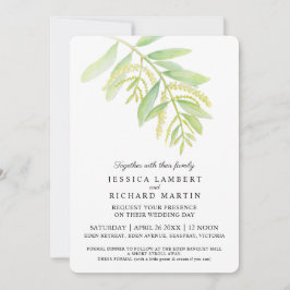 ユーカリの葉 緑の水 ウェディング  招待状