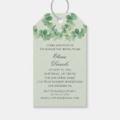 ユーカリの葉。緑の葉のブライダルシャワー ギフトタグ (正面)