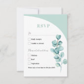 ユーカリの葉 緑 RSVP カード 結婚式 (正面)