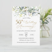 ユーカリの葉 50周年 結婚記念日 招待状 (スタンド正面)
