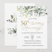 ユーカリの葉 50周年 結婚記念日 招待状 (正面/裏面)