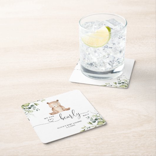 ユーカリの赤ちゃんシャワーを心待ちにできるよ スクエアペーパーコースター (インサイチュ)