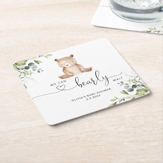 ユーカリの赤ちゃんシャワーを心待ちにできるよ スクエアペーパーコースター (アングル)