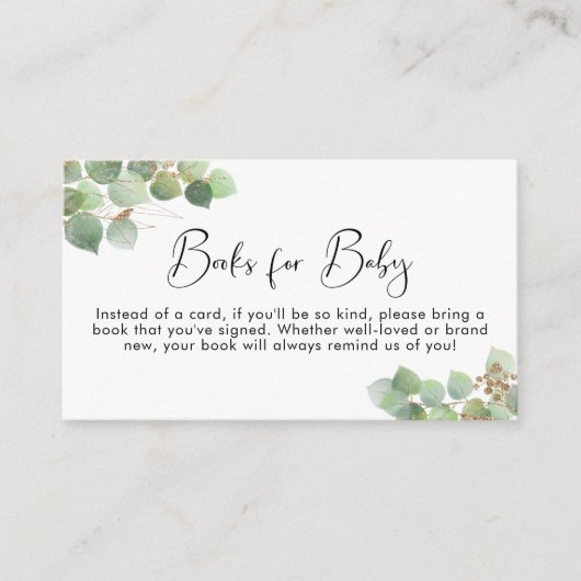 ユーカリの赤ちゃんシャワー用水彩絵本 エンクロージャーカード (正面)