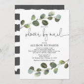 ユーカリの赤ちゃんモダンシャワーでシャワー 招待状 (正面/裏面)