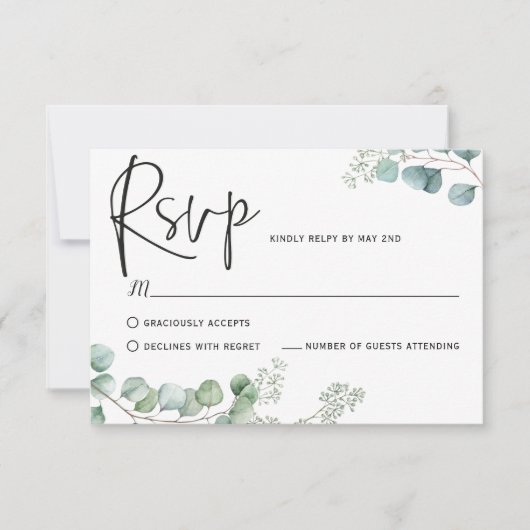 ユーカリの返信カード 出欠カード (正面)