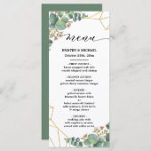 ユーカリの金ゴールドの幾何学的な形の結婚式メニュー メニュー (正面/裏面)