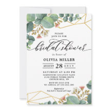 ユーカリの金ゴールドの幾何学的な形の結婚式