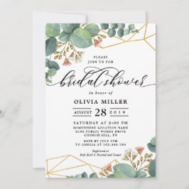 ユーカリの金ゴールドの幾何学的な形の結婚式 招待状