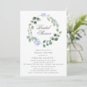ユーカリの青い花のブライダルシャワーリース 招待状 (スタンド正面)