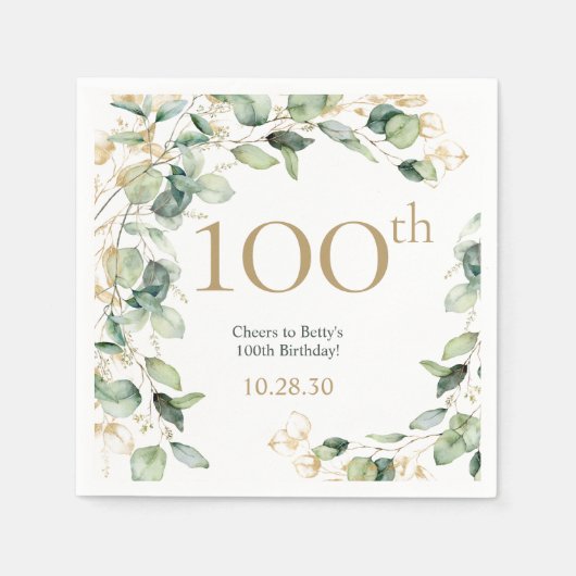 ユーカリの100歳の誕生日 スタンダードカクテルナプキン (正面)