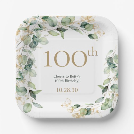 ユーカリの100歳の誕生日 ペーパープレート (正面)