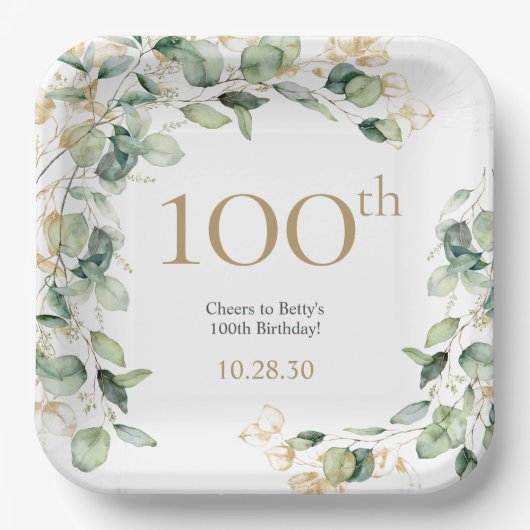 ユーカリの100歳の誕生日 ペーパープレート (正面)