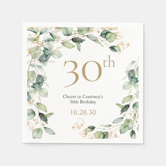 ユーカリの30歳の誕生日 スタンダードカクテルナプキン (正面)