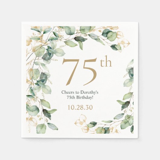 ユーカリの75歳の誕生日 スタンダードカクテルナプキン (正面)