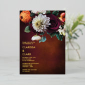 ユーカリはっきりしたプトゥスワイルドフラワーオレンジ結婚ズ 箔招待状 (立ち正面)