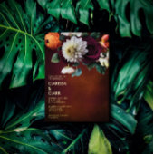 ユーカリはっきりしたプトゥスワイルドフラワーオレンジ結婚ズ 箔招待状