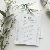 ユーカリは彼女はむしろブライダルシャワーゲーム