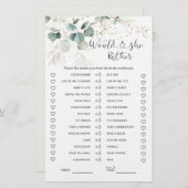 ユーカリは彼女はむしろブライダルシャワーゲーム (正面/裏面)