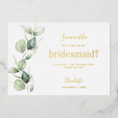 ユーカリは私の花嫁の提案になる 箔招待状 (正面)