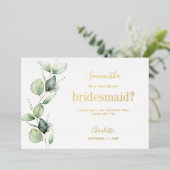 ユーカリは私の花嫁の提案になる 箔招待状 (立ち正面)