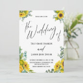 ユーカリひまわりの花結婚が~の跡を書く 招待状 (スタンド正面)