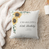 ユーカリひまわりフローラ台本60誕生日 クッション (ブランケット)