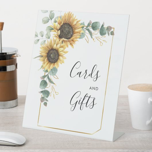 ユーカリひまわりブライダルシャワーカードとギフト 台座サイン (インサイチュ)