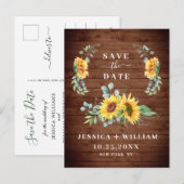 ユーカリひまわり写真 ウェディング セーブ・ザ・デート 案内ポストカード (正面/裏面)