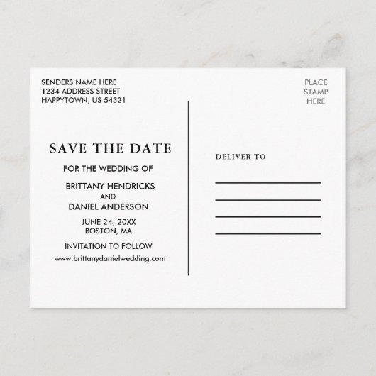 ユーカリひまわり木製 Save The Date ポストカード (裏面)