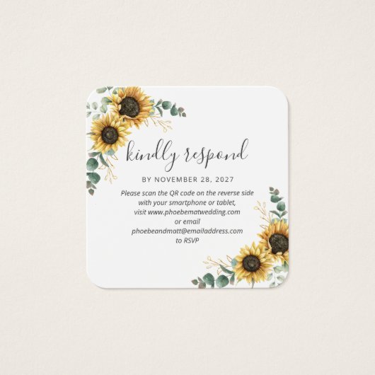 ユーカリひまわりQRコード結婚のウェブサイトRSVP (正面)