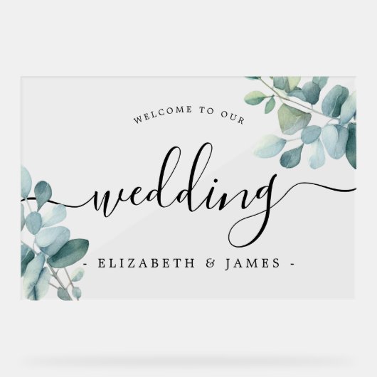 ユーカリへようこそ結婚我々のアクリル標識 アクリルサイン (正面)